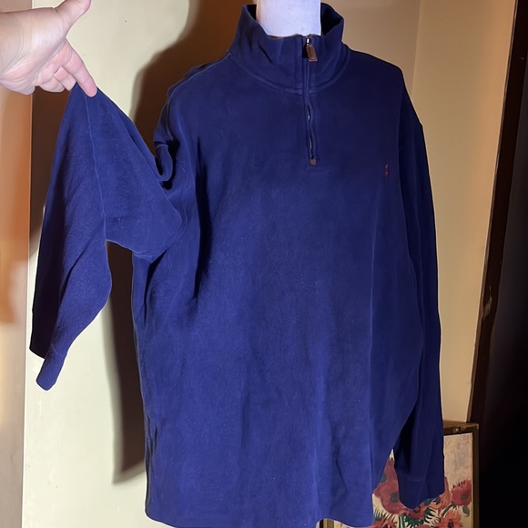 RALPH LAUREN size XXL 1/4 Zip Cotton Mockneck Navy Blue Polo Pullover Logo NEW - Picture 4 of 13